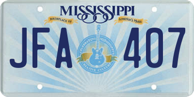 MS license plate JFA407