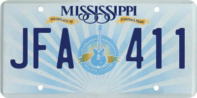 MS license plate JFA411