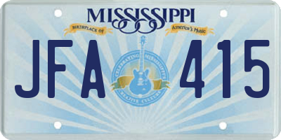 MS license plate JFA415