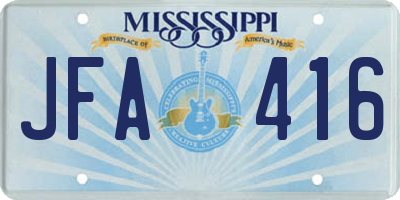 MS license plate JFA416