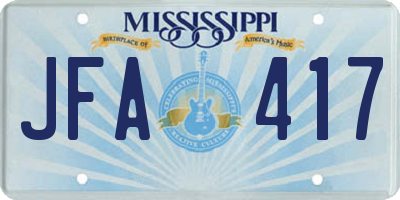 MS license plate JFA417