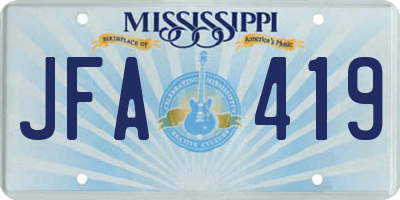 MS license plate JFA419