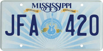 MS license plate JFA420