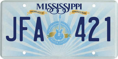 MS license plate JFA421