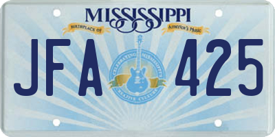 MS license plate JFA425