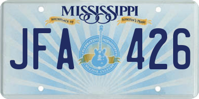 MS license plate JFA426