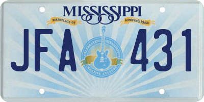 MS license plate JFA431