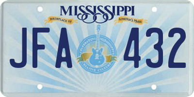 MS license plate JFA432