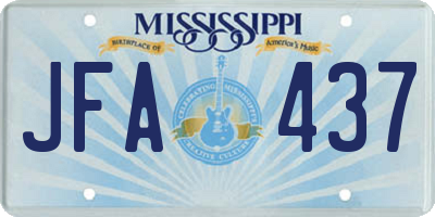 MS license plate JFA437