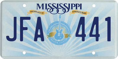 MS license plate JFA441