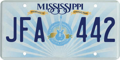MS license plate JFA442