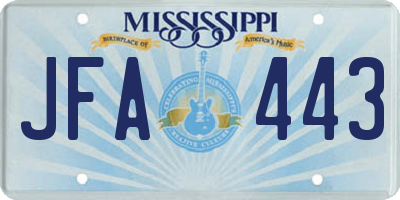 MS license plate JFA443