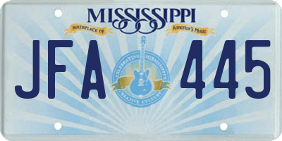 MS license plate JFA445