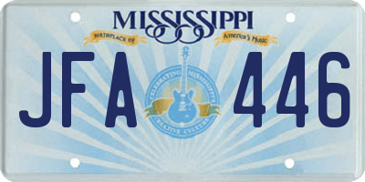 MS license plate JFA446