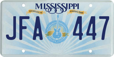 MS license plate JFA447