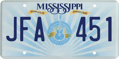 MS license plate JFA451