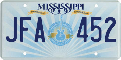 MS license plate JFA452