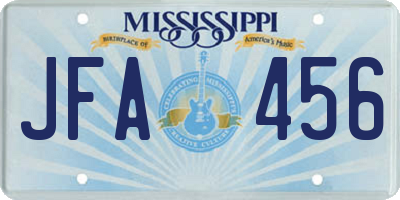 MS license plate JFA456