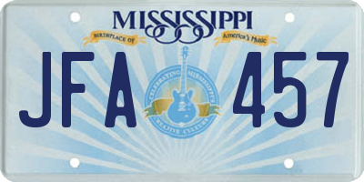MS license plate JFA457