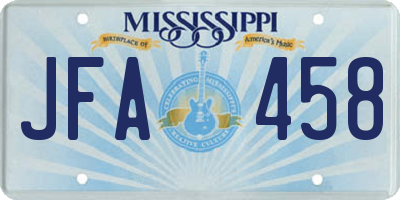 MS license plate JFA458