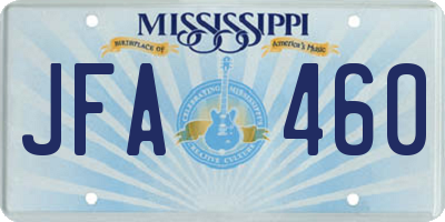 MS license plate JFA460