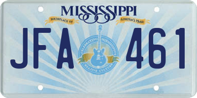 MS license plate JFA461