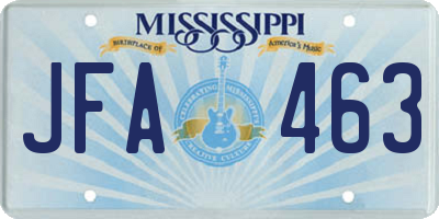 MS license plate JFA463