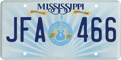 MS license plate JFA466