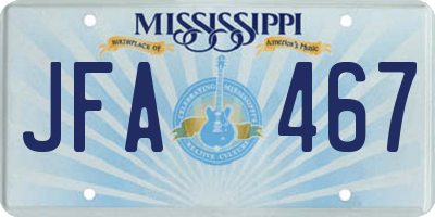 MS license plate JFA467