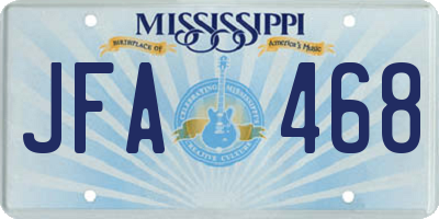 MS license plate JFA468