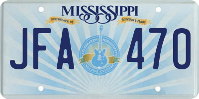 MS license plate JFA470