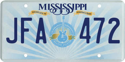 MS license plate JFA472