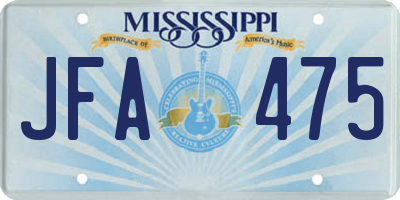MS license plate JFA475