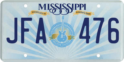 MS license plate JFA476