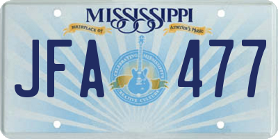 MS license plate JFA477