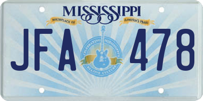 MS license plate JFA478