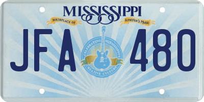 MS license plate JFA480