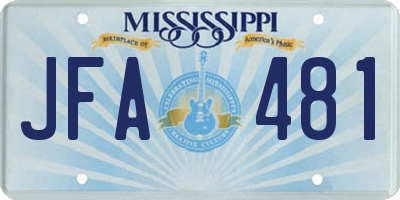 MS license plate JFA481