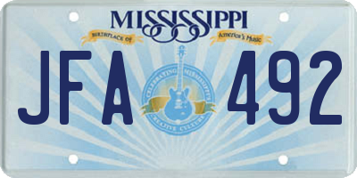 MS license plate JFA492
