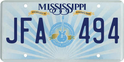 MS license plate JFA494
