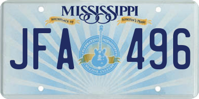 MS license plate JFA496