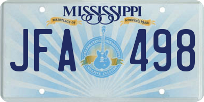MS license plate JFA498