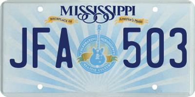 MS license plate JFA503