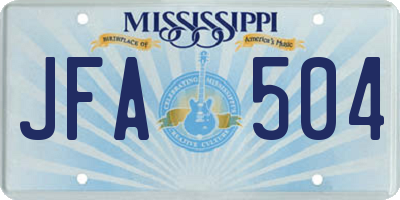 MS license plate JFA504
