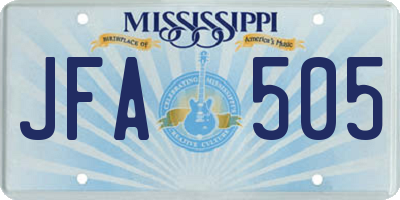 MS license plate JFA505