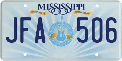 MS license plate JFA506