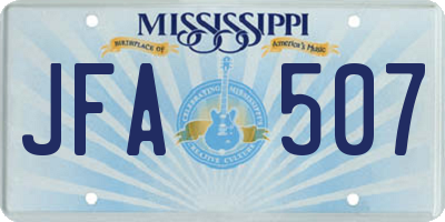 MS license plate JFA507