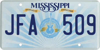 MS license plate JFA509