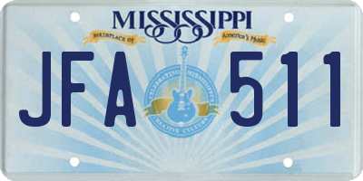 MS license plate JFA511