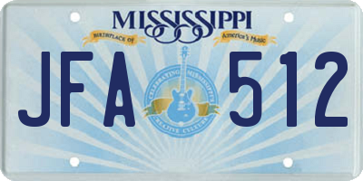 MS license plate JFA512